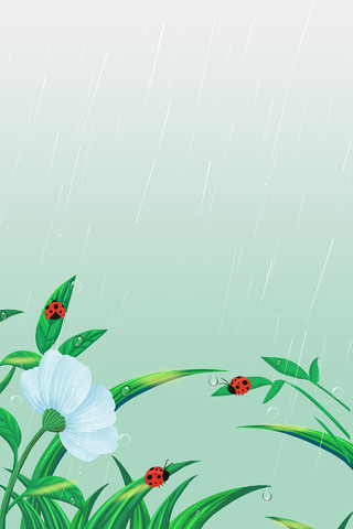 绿色小清新绿叶雨水惊蛰时节海报背景春天植物